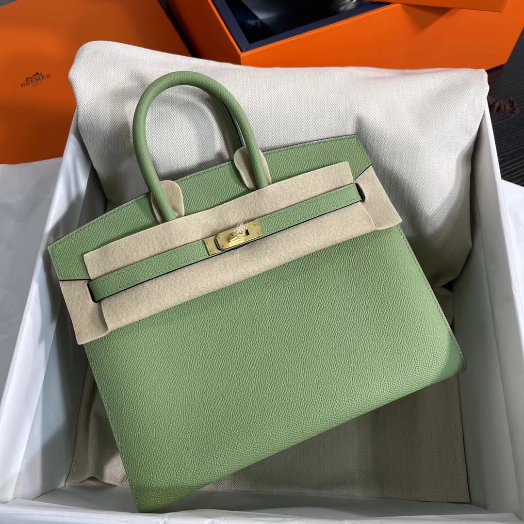 Hermes Birkin 25CM Epsom Leather Handbag Grass Green 